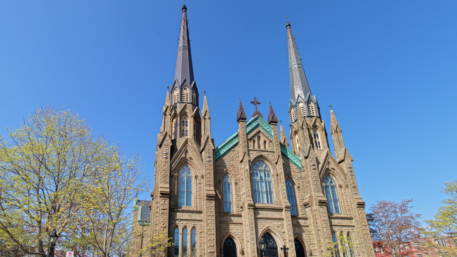 St. Dunstan's Basilica, Great George Street, Charlottetown — front elevation with both spires